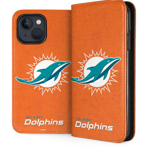 NFL Miami Dolphins Distressed- Orange iPhone 15 Plus Folio Case