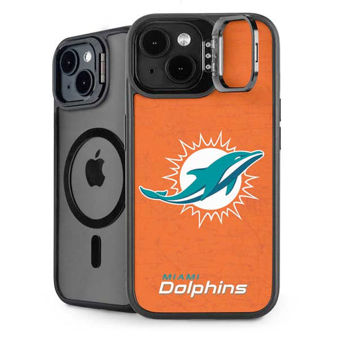NFL Miami Dolphins Distressed- Orange iPhone 15 Plus Kickstand Case