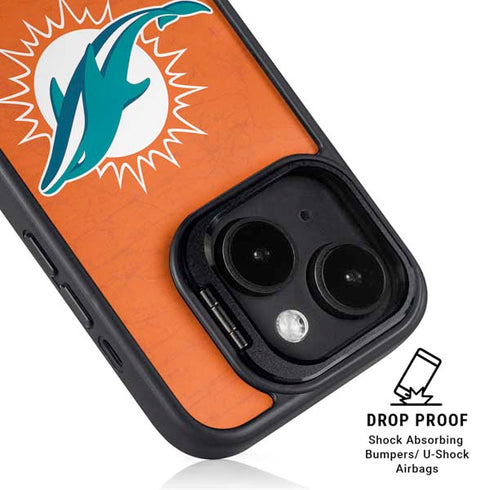 NFL Miami Dolphins Distressed- Orange iPhone 15 Plus Kickstand Case