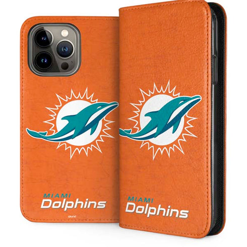 NFL Miami Dolphins Distressed- Orange iPhone 15 Pro Max Folio Case