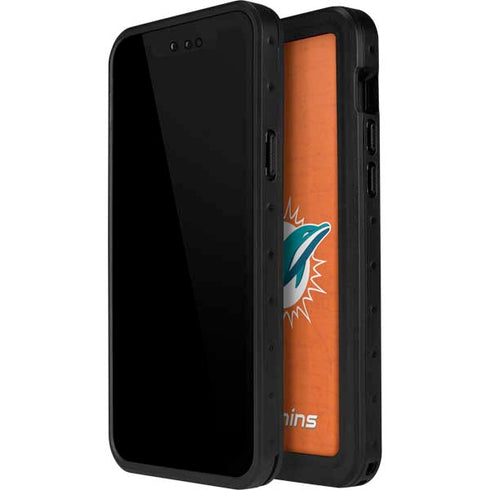 NFL Miami Dolphins Distressed- Orange iPhone 15 Pro Waterproof Case