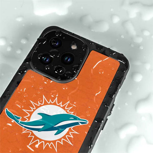 NFL Miami Dolphins Distressed- Orange iPhone 15 Pro Waterproof Case