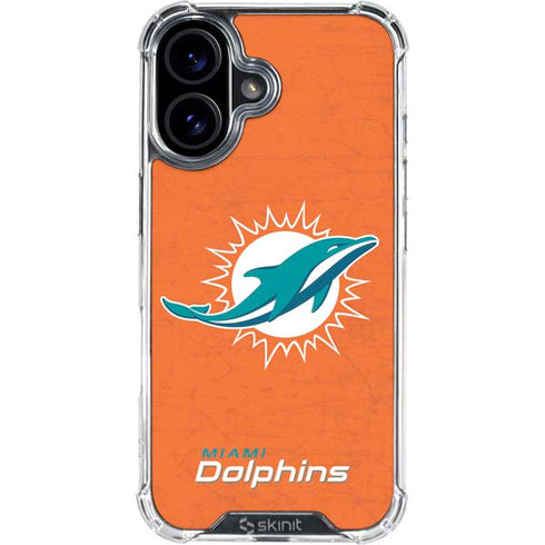 NFL Miami Dolphins Distressed- Orange iPhone 16 Clear Case