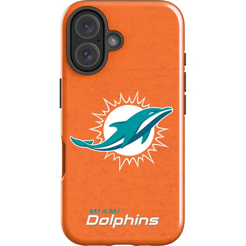 NFL Miami Dolphins Distressed- Orange iPhone 16 Impact Case