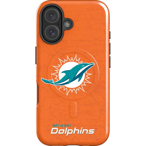 NFL Miami Dolphins Distressed- Orange iPhone 16 Magsafe Impact Case