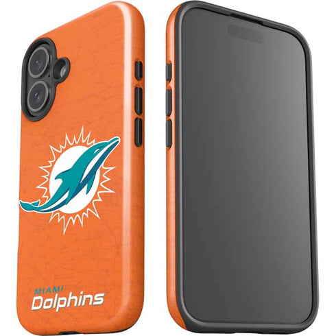 NFL Miami Dolphins Distressed- Orange iPhone 16 Plus Impact Case