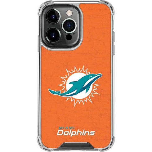 NFL Miami Dolphins Distressed- Orange iPhone 16 Pro Clear Case