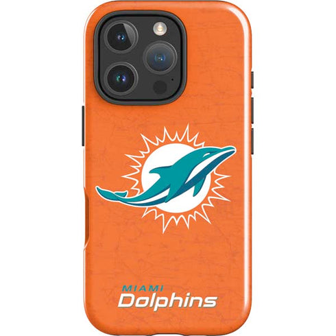 NFL Miami Dolphins Distressed- Orange iPhone 16 Pro Impact Case