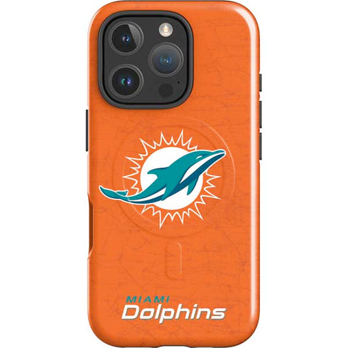 NFL Miami Dolphins Distressed- Orange iPhone 16 Pro Max Magsafe Impact Case