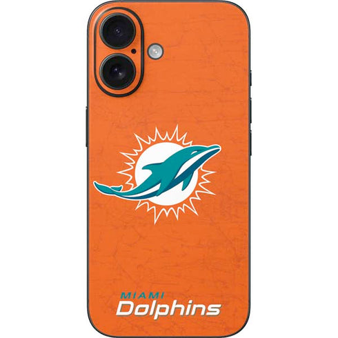 NFL Miami Dolphins Distressed- Orange iPhone 16 Skin