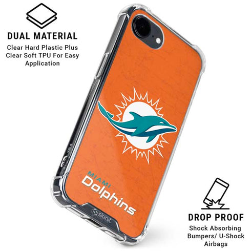 NFL Miami Dolphins Distressed- Orange iPhone 16e Clear Case