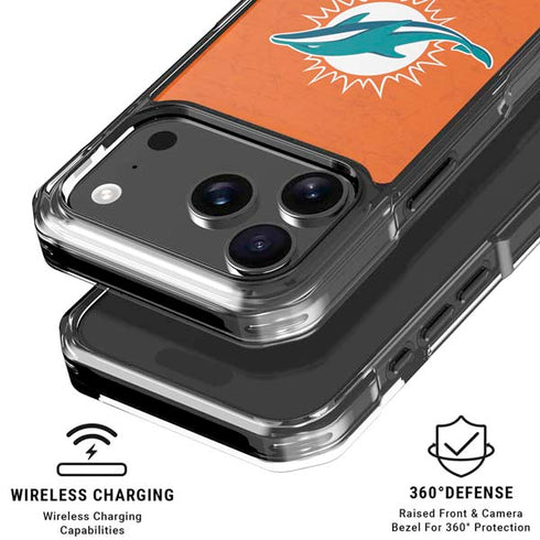 NFL Miami Dolphins Distressed- Orange iPhone 18 Pro Clear Case