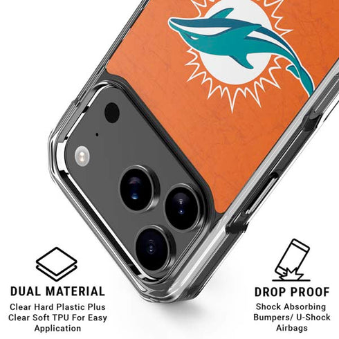 NFL Miami Dolphins Distressed- Orange iPhone 18 Pro Clear Case