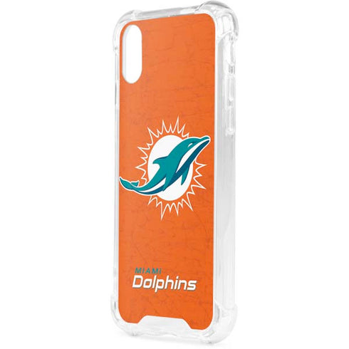 NFL Miami Dolphins Distressed- Orange iPhone XS Clear Case