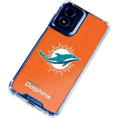NFL Miami Dolphins Distressed- Orange Moto G Play 4G (2024) Clear Case