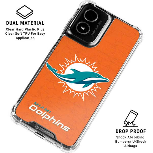 NFL Miami Dolphins Distressed- Orange Moto G Power 5G (2024) Clear Case