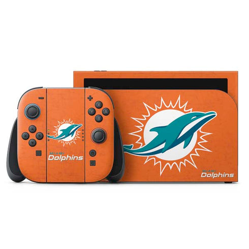 NFL Miami Dolphins Distressed- Orange Nintendo Skins