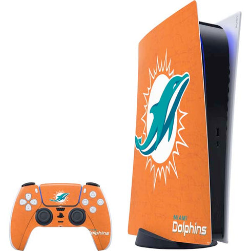 NFL Miami Dolphins Distressed- Orange PlayStation PS5 Skins
