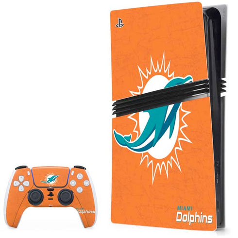 NFL Miami Dolphins Distressed- Orange PS5 Pro Bundle Skin
