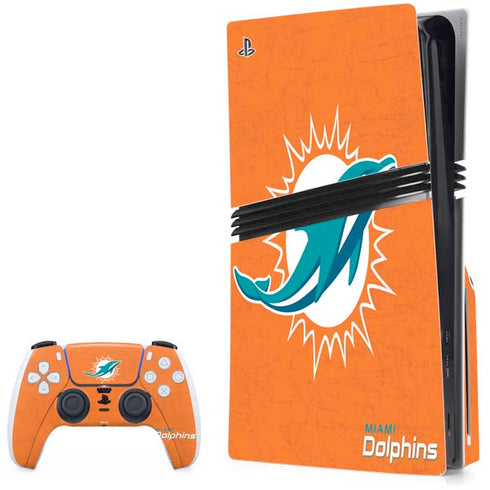 NFL Miami Dolphins Distressed- Orange PlayStation PS5 Skins