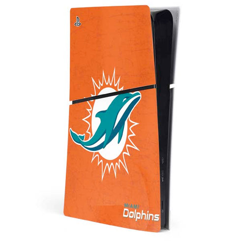 NFL Miami Dolphins Distressed- Orange PS5 Slim Digital Edition Console Skin