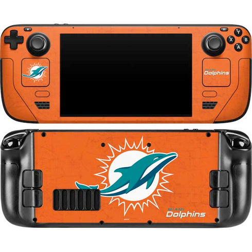 NFL Miami Dolphins Distressed- Orange Steam Deck Handheld Gaming Computer OLED Skin