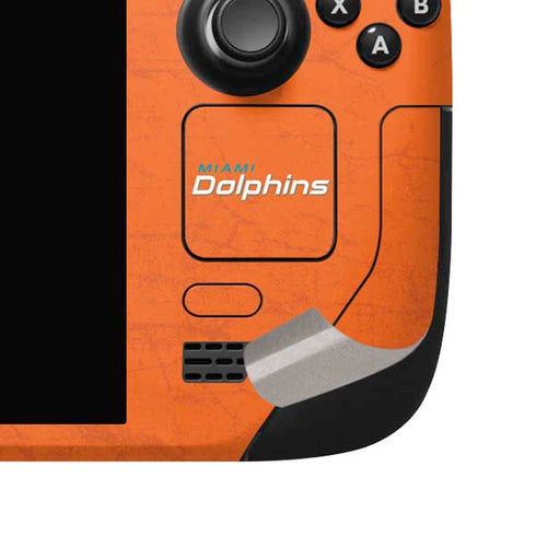 NFL Miami Dolphins Distressed- Orange Steam Deck Handheld Gaming Computer OLED Skin
