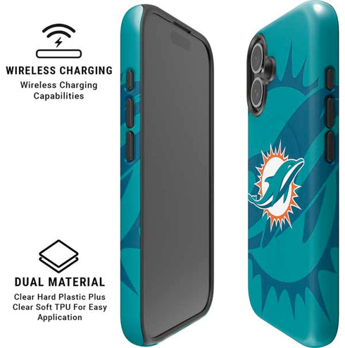 NFL Miami Dolphins Double Vision iPhone 16 Magsafe Impact Case