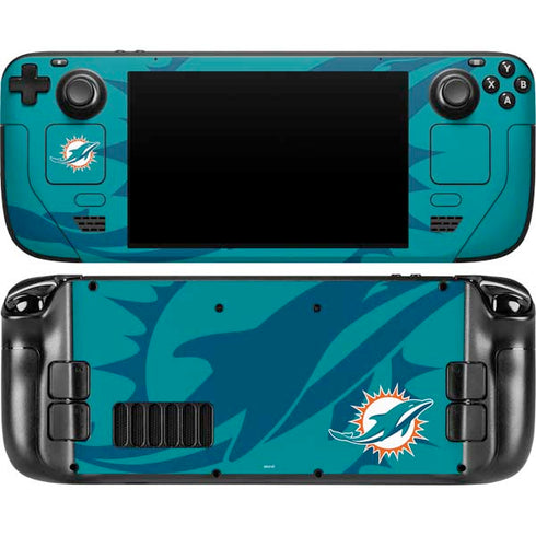 NFL Miami Dolphins Double Vision Steam Deck Handheld Gaming Computer OLED Skin