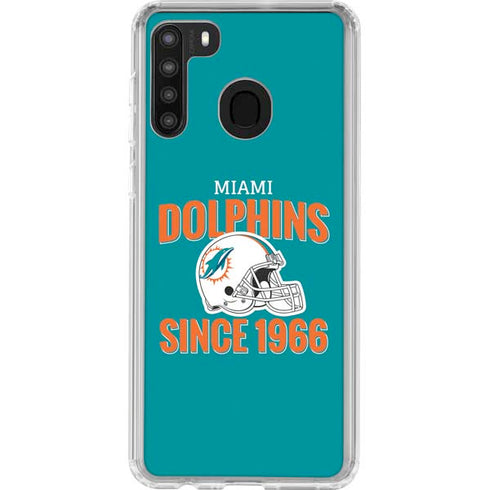 NFL Miami Dolphins Helmet Galaxy A21 Clear Case