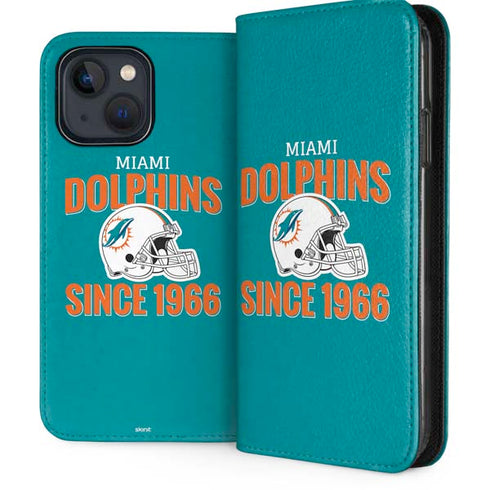 NFL Miami Dolphins Helmet iPhone 15 Plus Folio Case