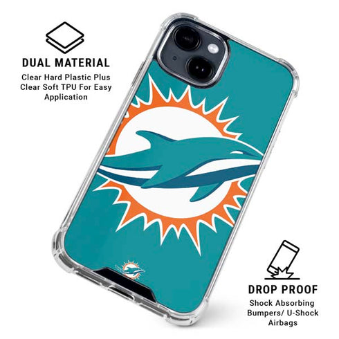 NFL Miami Dolphins Large Logo iPhone 15 Clear Case