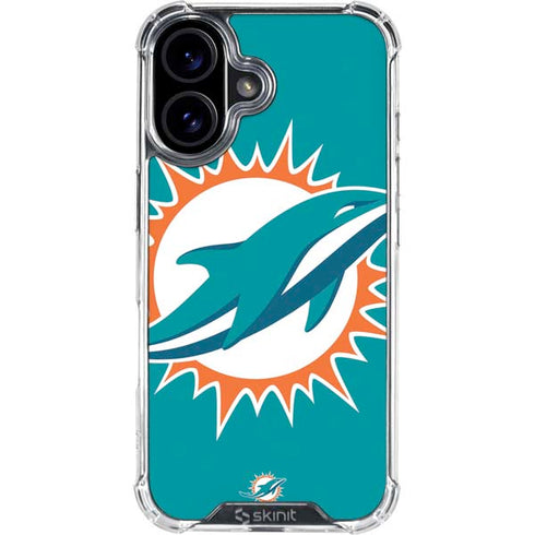 NFL Miami Dolphins Large Logo iPhone 16 Clear Case