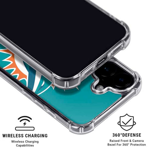 NFL Miami Dolphins Large Logo iPhone 16 Plus Clear Case