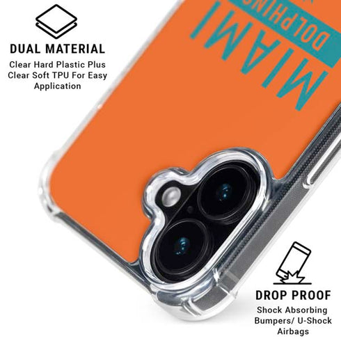 NFL Miami Dolphins Orange Performance Series iPhone 16 Clear Case