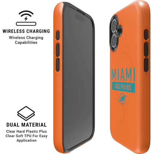 NFL Miami Dolphins Orange Performance Series iPhone 16 Plus Magsafe Impact Case