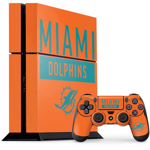 NFL Miami Dolphins Orange Performance Series PS4 Console and Controller Bundle Skin