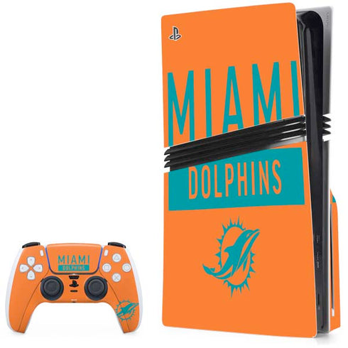 NFL Miami Dolphins Orange Performance Series PS5 Pro Disk Bundle Skin