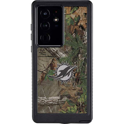 NFL Miami Dolphins Realtree Xtra Green Camo Galaxy S24 Ultra Waterproof Case