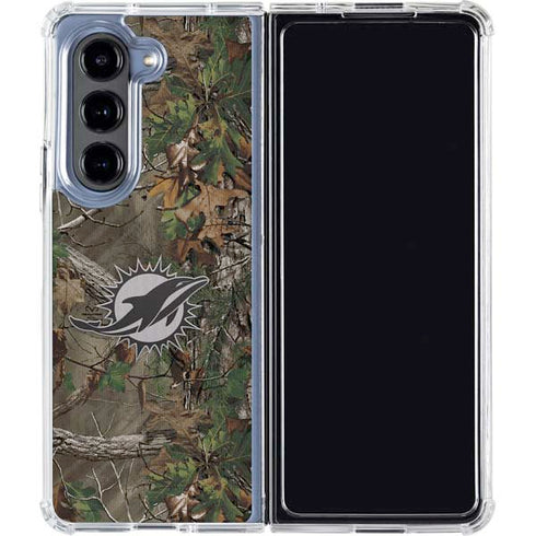 NFL Miami Dolphins Realtree Xtra Green Camo Galaxy Z Fold5 5G Clear Case