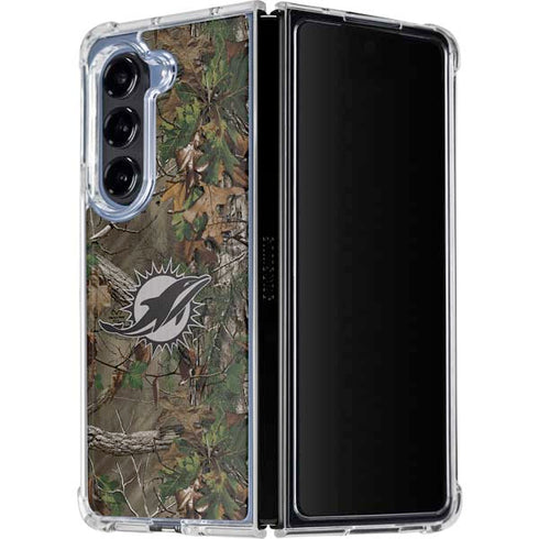 NFL Miami Dolphins Realtree Xtra Green Camo Galaxy Z Fold5 5G Clear Case