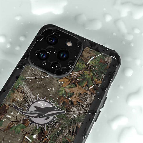 NFL Miami Dolphins Realtree Xtra Green Camo iPhone 15 Pro Waterproof Case