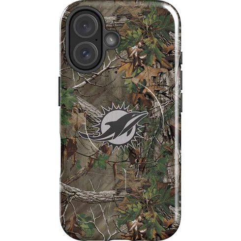 NFL Miami Dolphins Realtree Xtra Green Camo iPhone 16 Plus Magsafe Impact Case