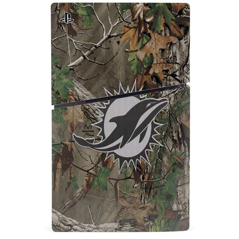 NFL Miami Dolphins Realtree Xtra Green Camo PS5 Slim Digital Edition Console Skin