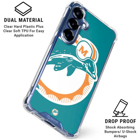 NFL Miami Dolphins Retro Logo Galaxy S25 Plus Clear Case