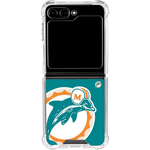 NFL Miami Dolphins Retro Logo Galaxy Z Flip6 Clear Case