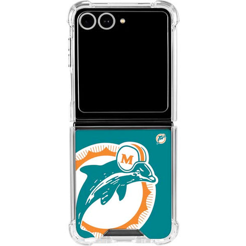 NFL Miami Dolphins Retro Logo Galaxy Z Flip7 Clear Case