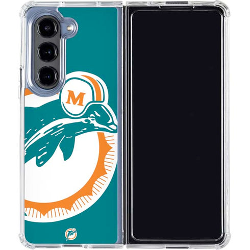 NFL Miami Dolphins Retro Logo Galaxy Z Fold5 5G Clear Case