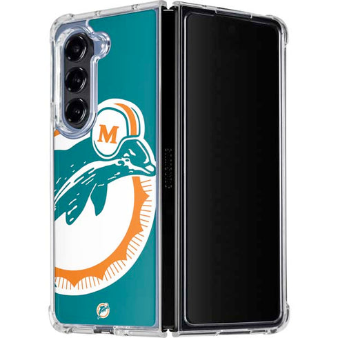 NFL Miami Dolphins Retro Logo Galaxy Z Fold5 5G Clear Case