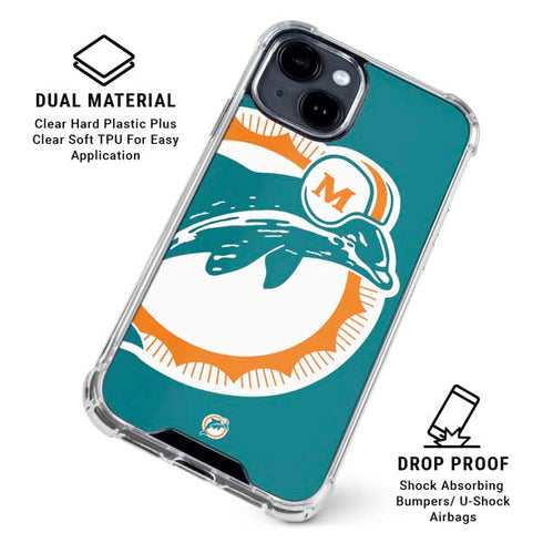 NFL Miami Dolphins Retro Logo iPhone 15 Clear Case